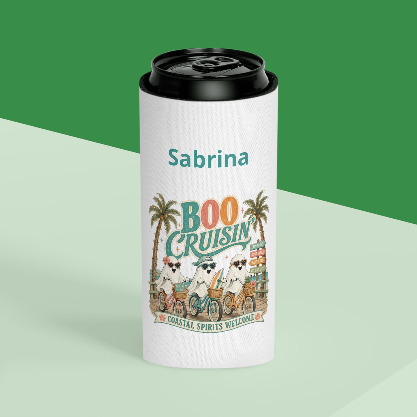Boo Cruisin' Ghosts Can Cooler | Halloween Coastal Spirits