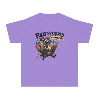 Fully Prepared Raccoon Supplies T-Shirt | Funny Back-to-School Kids Tee
