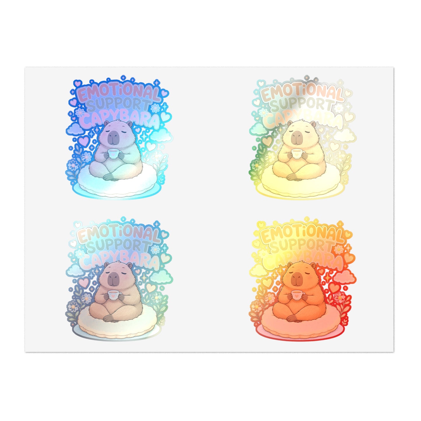 Emotional Support Capybara Sticker Sheet | 4 Cute Capybara Stickers
