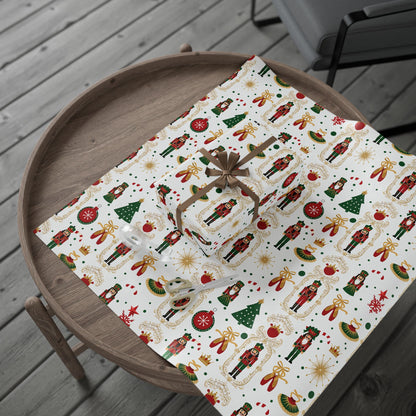 Nutcracker Pattern Wrapping Paper | Christmas Holiday Gift Wrap Roll