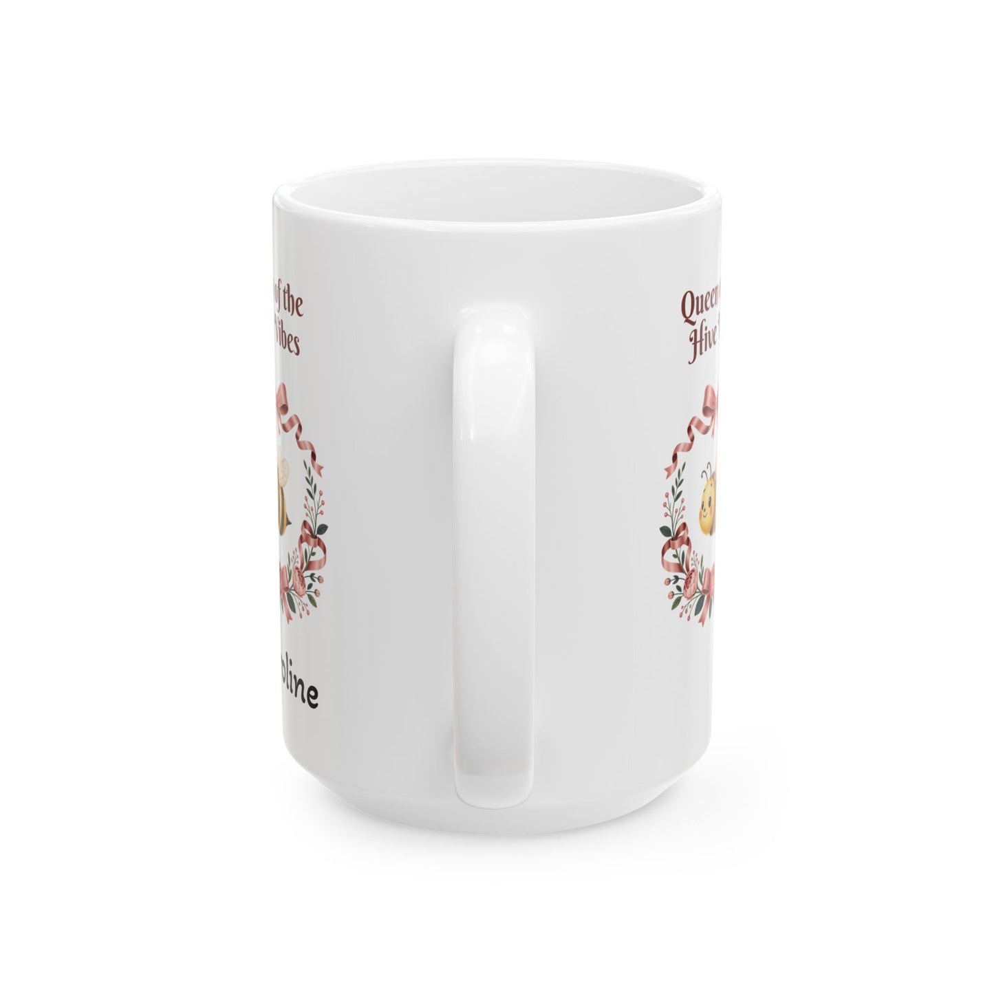 Queen of the Hive Bee Wreath Mug | Floral Bee Ceramic Mug