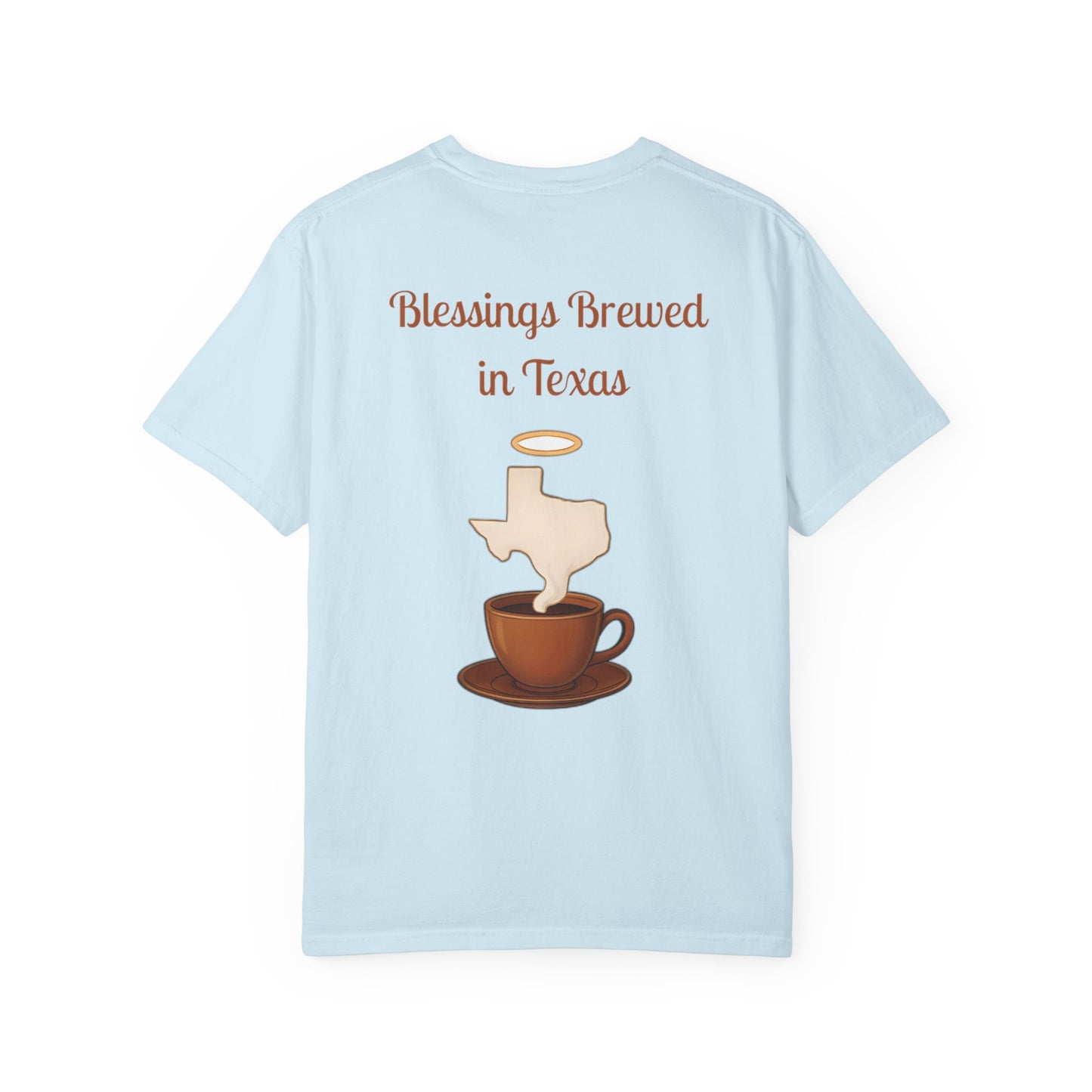 Blessings Brewed T-Shirt, Faith-Inspired Tee, Coffee Lover Gift, Texas Pride Apparel, Unisex Casual Wear