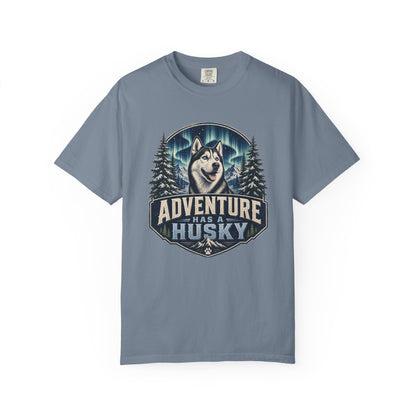 Adventure Has a Husky T-shirt | Husky Dog Graphic, Northern Lights, Outdoors