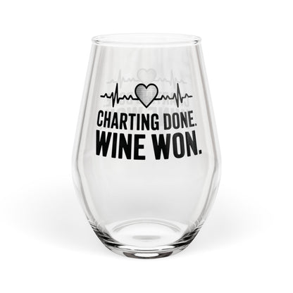 Charting Done Wine Won Stemless Wine Glass | Nurse Wine Glass