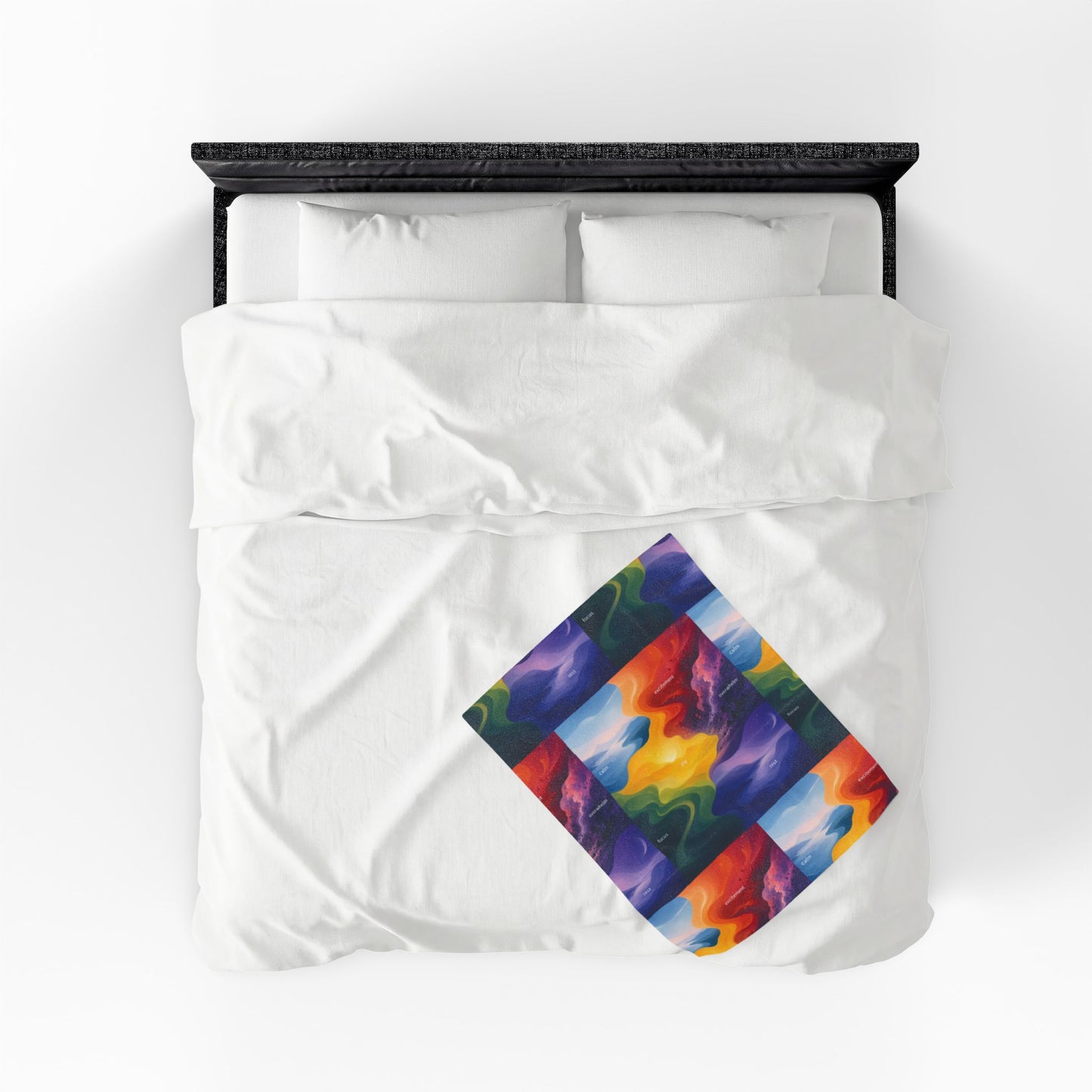 Emotion Color Map Neurodivergent Blanket Velveteen Plush Blanket | Abstract Rainbow Landscape