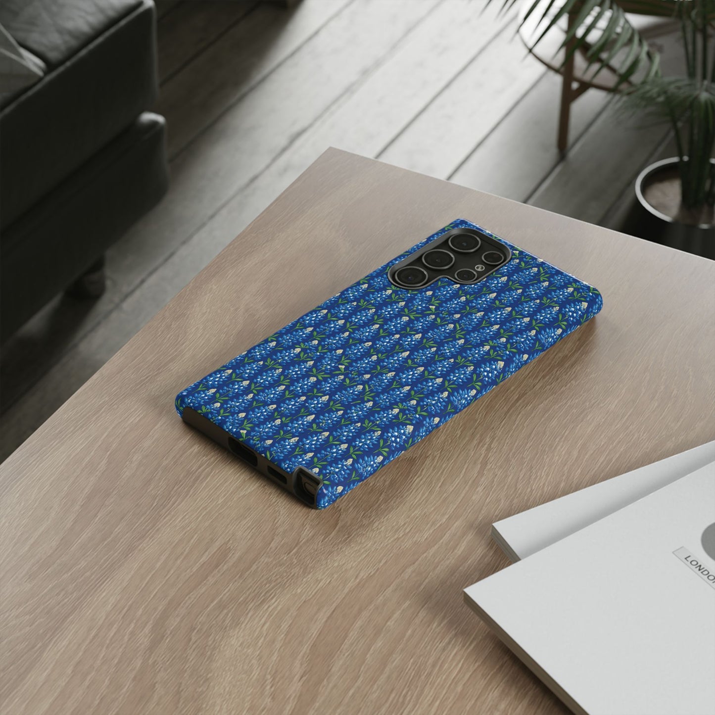 Phone Case, Texas Bluebonnet Tough Case, Navy Floral Phone Cover, Protective iPhone Case, Samsung Galaxy Case, Texas Wildflower Gift