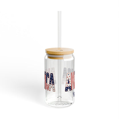 American Flag Lettering Sipper Glass | 16oz
