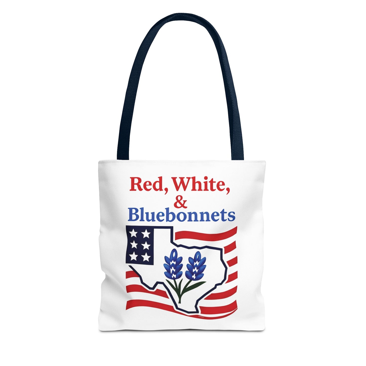 Texas Patriot Tote Bag, Red White and Bluebonnets, Independence Day Accessory, Summer Travel Bag, Gift for Texans, Stylish Grocery Tote