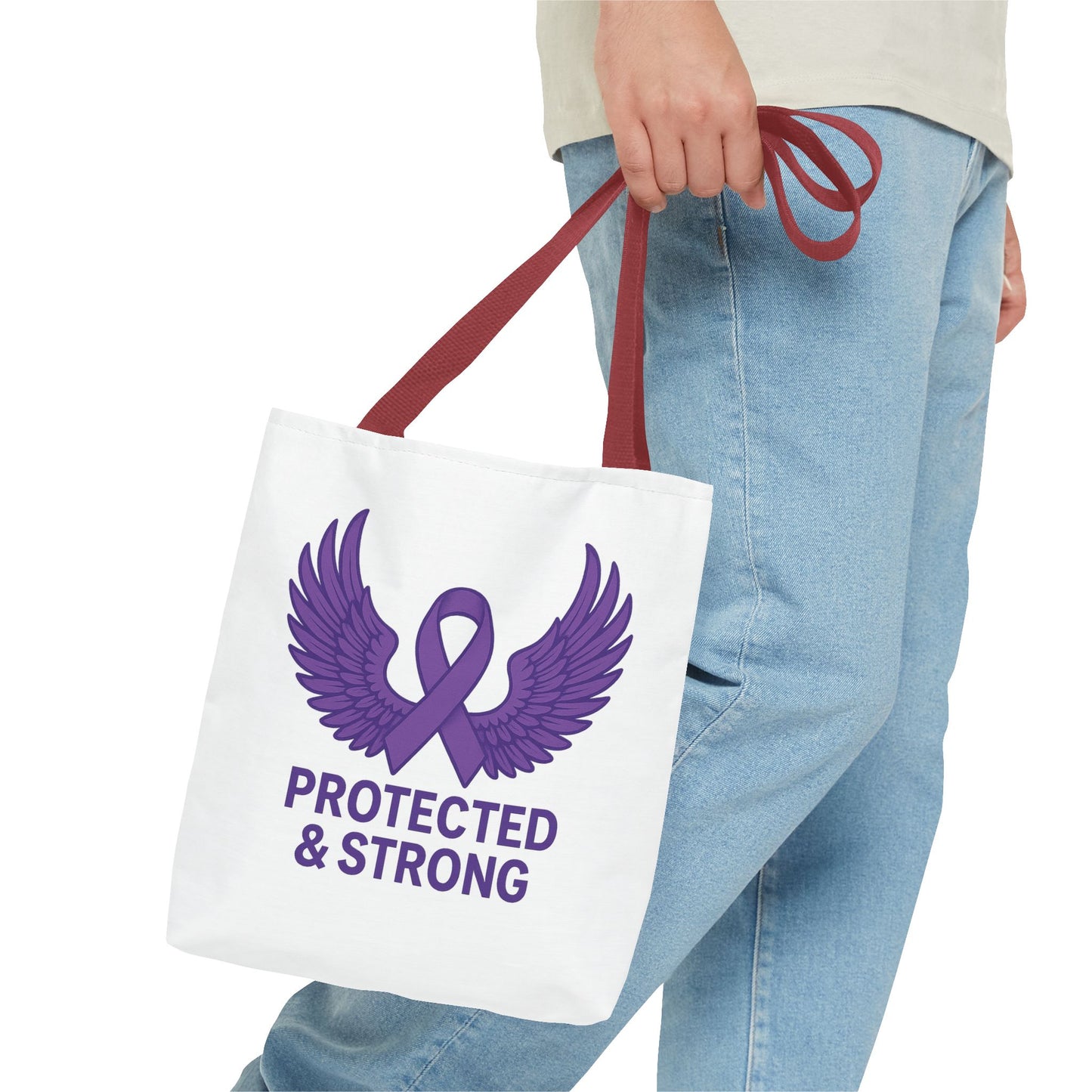 Protected and Strong Awareness Tote Bag, Eco-Friendly Shoulder Bag, Reusable Grocery Bag, Canvas Shopping Tote, Gift for Activists,