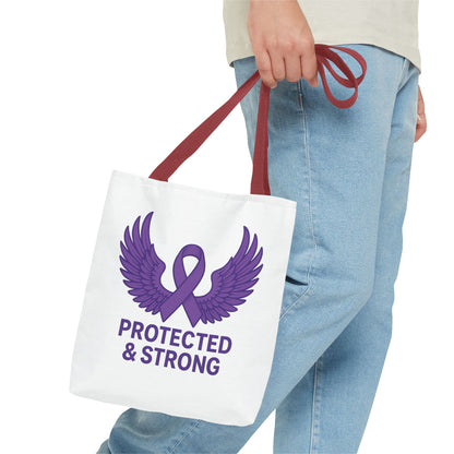 Protected and Strong Awareness Tote Bag, Eco-Friendly Shoulder Bag, Reusable Grocery Bag, Canvas Shopping Tote, Gift for Activists,