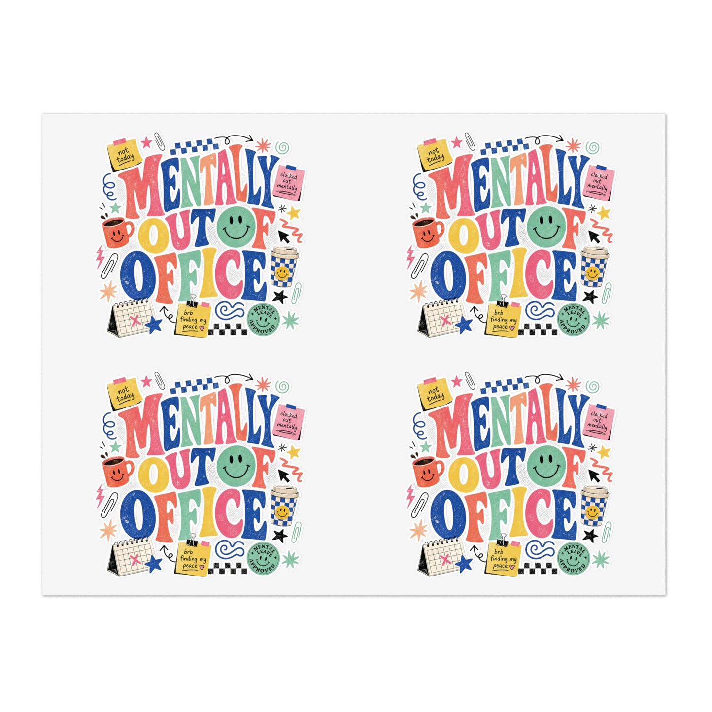 Mentally Out Of Office Sticker Sheets | Decorative Planner Stickers, Cute Office Humor