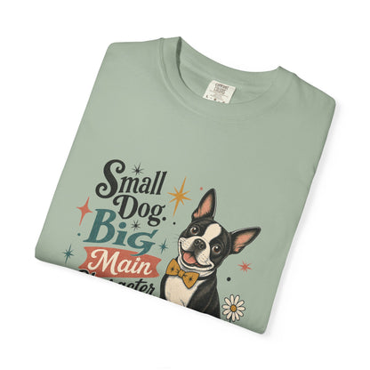 Small Dog Big Main Character Energy T-shirt | Boston Terrier Illustration
