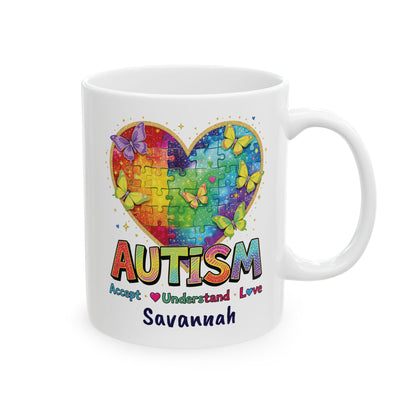 Autism Awareness Rainbow Heart Mug | Ceramic Coffee Cup