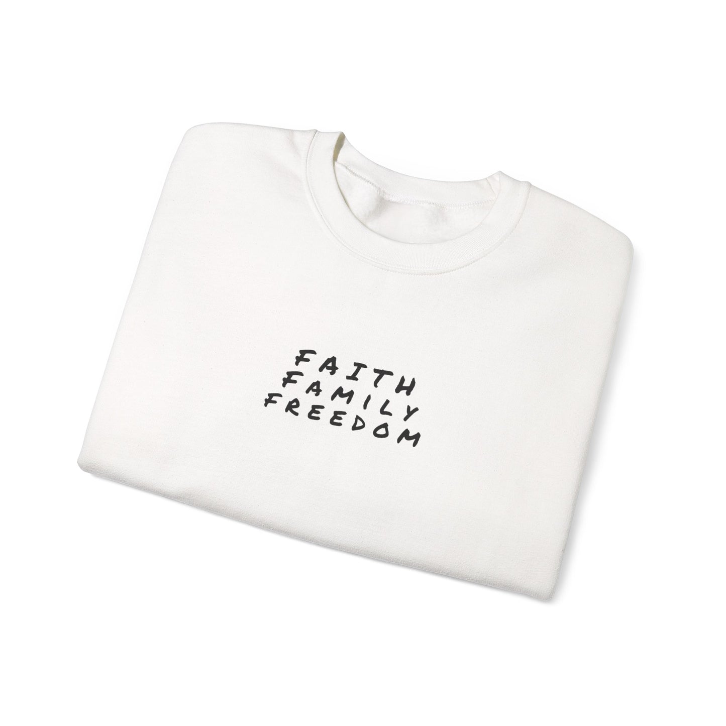 Faith Family Freedom Sweatshirt, Christian Sweatshirt, Religious Apparel, Inspirational Jumper, Religious Gift for Him/Her, Cozy Sweatshirt