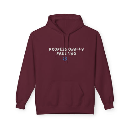 Professionally Freezing Hoodie | Handwritten Text, Snowflake Accent