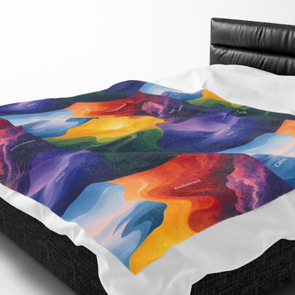 Emotion Color Map Neurodivergent Blanket Velveteen Plush Blanket | Abstract Rainbow Landscape