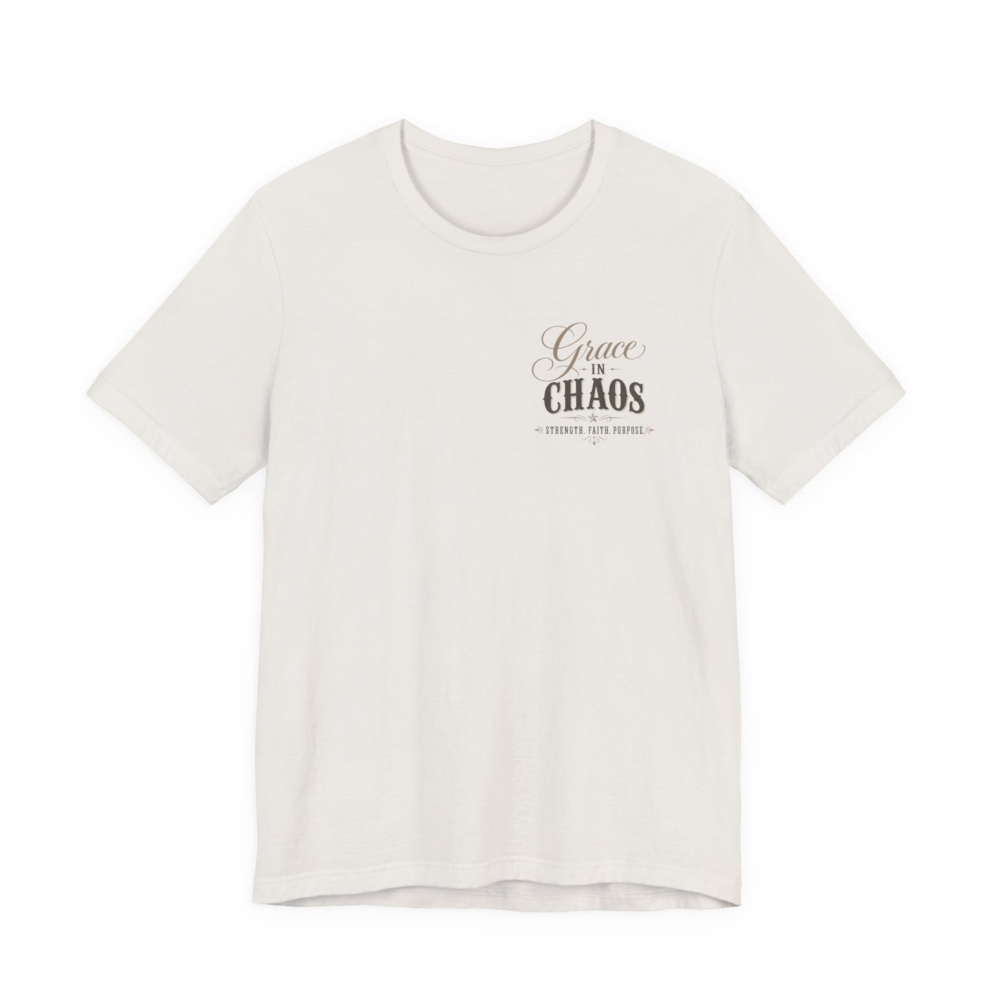 Grace in Chaos Tee | Inspirational scripture typography shirt