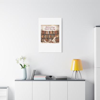 Cozy Wall Art, Introverting Until Spring Quote, Home Decor, Book Lover Gift, Spring Decor, Library Aesthetic
