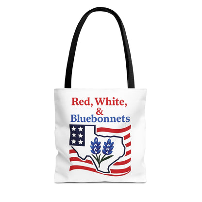 Texas Patriot Tote Bag, Red White and Bluebonnets, Independence Day Accessory, Summer Travel Bag, Gift for Texans, Stylish Grocery Tote