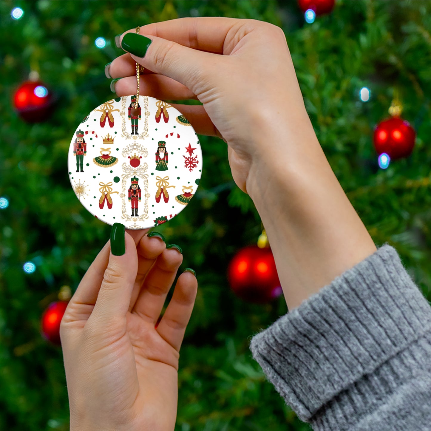 Nutcracker Pattern Ceramic Ornament | Star Shape Christmas Ornament