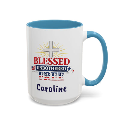 Blessed Unbothered Free, Coffee Mug | Accent Coffee Mug