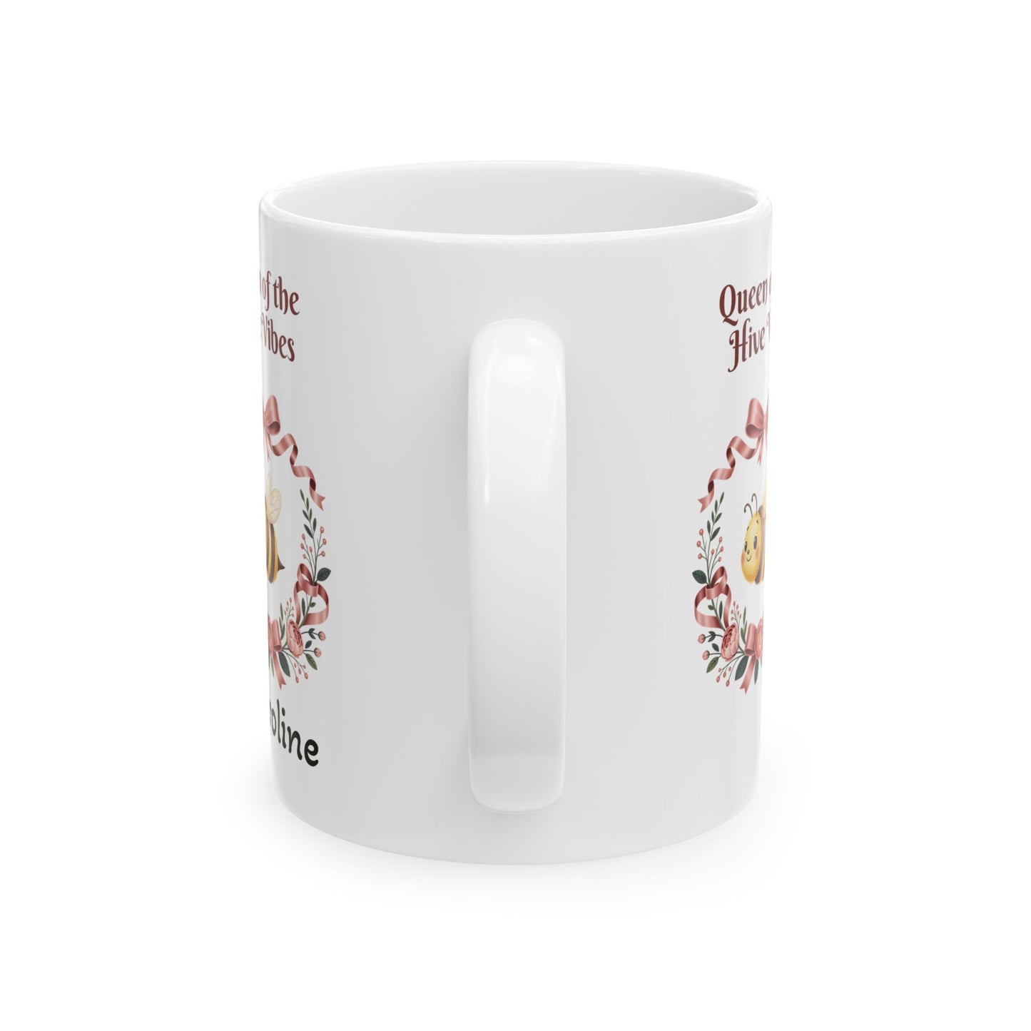 Queen of the Hive Bee Wreath Mug | Floral Bee Ceramic Mug