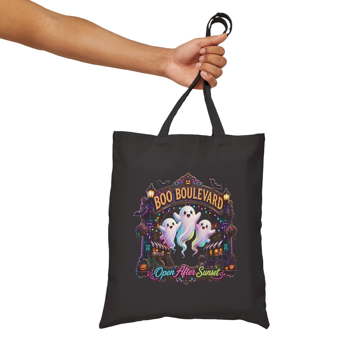 Boo Boulevard Ghosts Tote Bag | Halloween Trick-or-Treat Canvas Tote