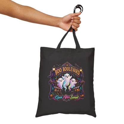 Boo Boulevard Ghosts Tote Bag | Halloween Trick-or-Treat Canvas Tote