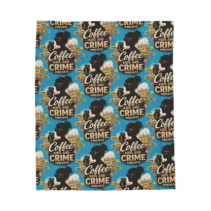 Coffee and Crime Podcast Velveteen Plush Blanket for Mom | True Crime Coffee Pattern