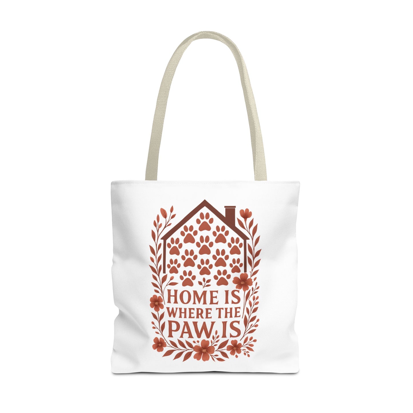 Home is Where the Paw Is Tote Bag | Pet Lover Gift, Floral Design, Animal Lover Accessory, Eco-Friendly Shopping Bag, Dog Mom Tote