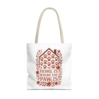 Home is Where the Paw Is Tote Bag | Pet Lover Gift, Floral Design, Animal Lover Accessory, Eco-Friendly Shopping Bag, Dog Mom Tote