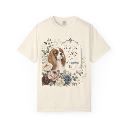 Cavalier King Charles Spaniel floral portrait T-shirt | Grace Joy Wagging Tails