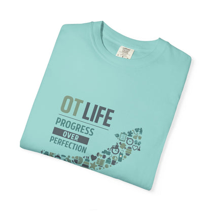 OT Life Progress Over Perfection T-Shirt | Occupational Therapy Arrow Design