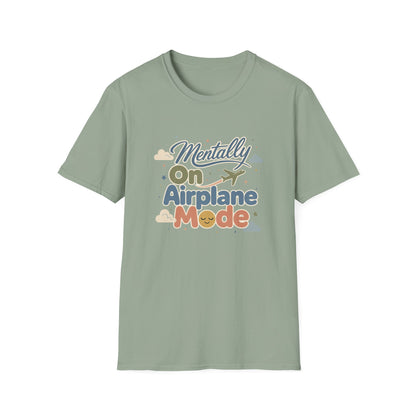 Mentally On Airplane Mode T-Shirt | Travel Plane Graphic