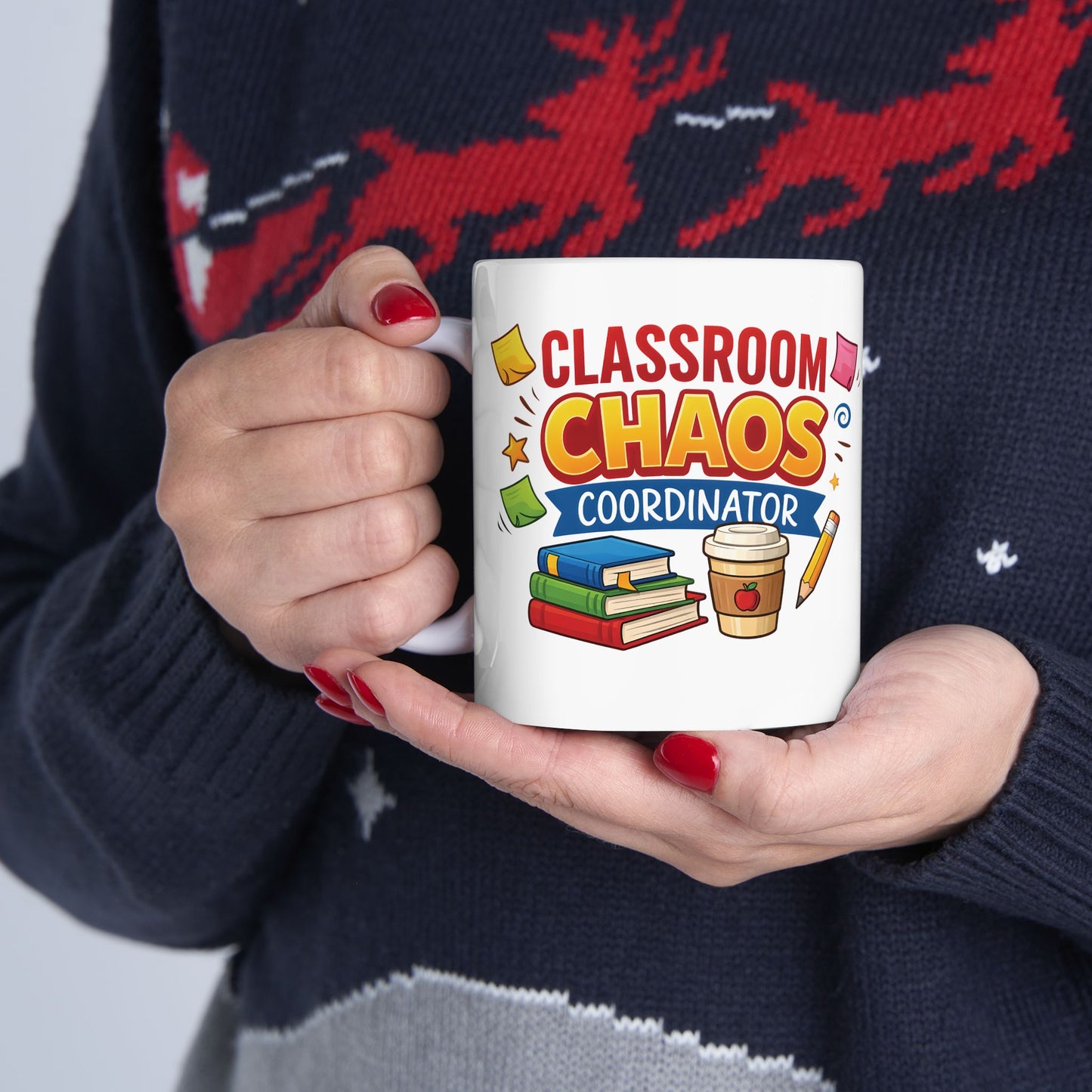 Classroom Chaos Teacher Mug | Coffee Pencil Books School Staff