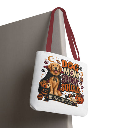 Dog Mom Spook Squad Tote Bag | Halloween Golden Retriever Pumpkin Design