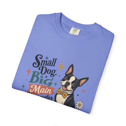 Small Dog Big Main Character Energy T-shirt | Boston Terrier Illustration