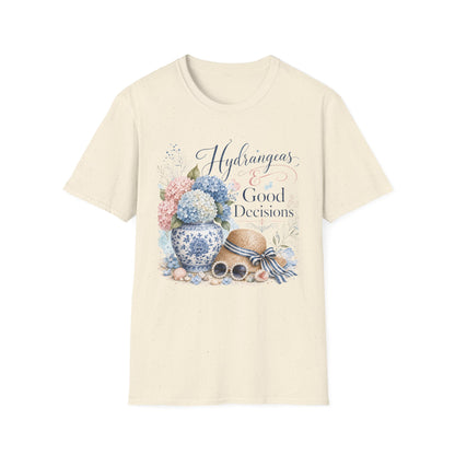 Hydrangeas & Good Decisions T-Shirt | Floral Hydrangea Design