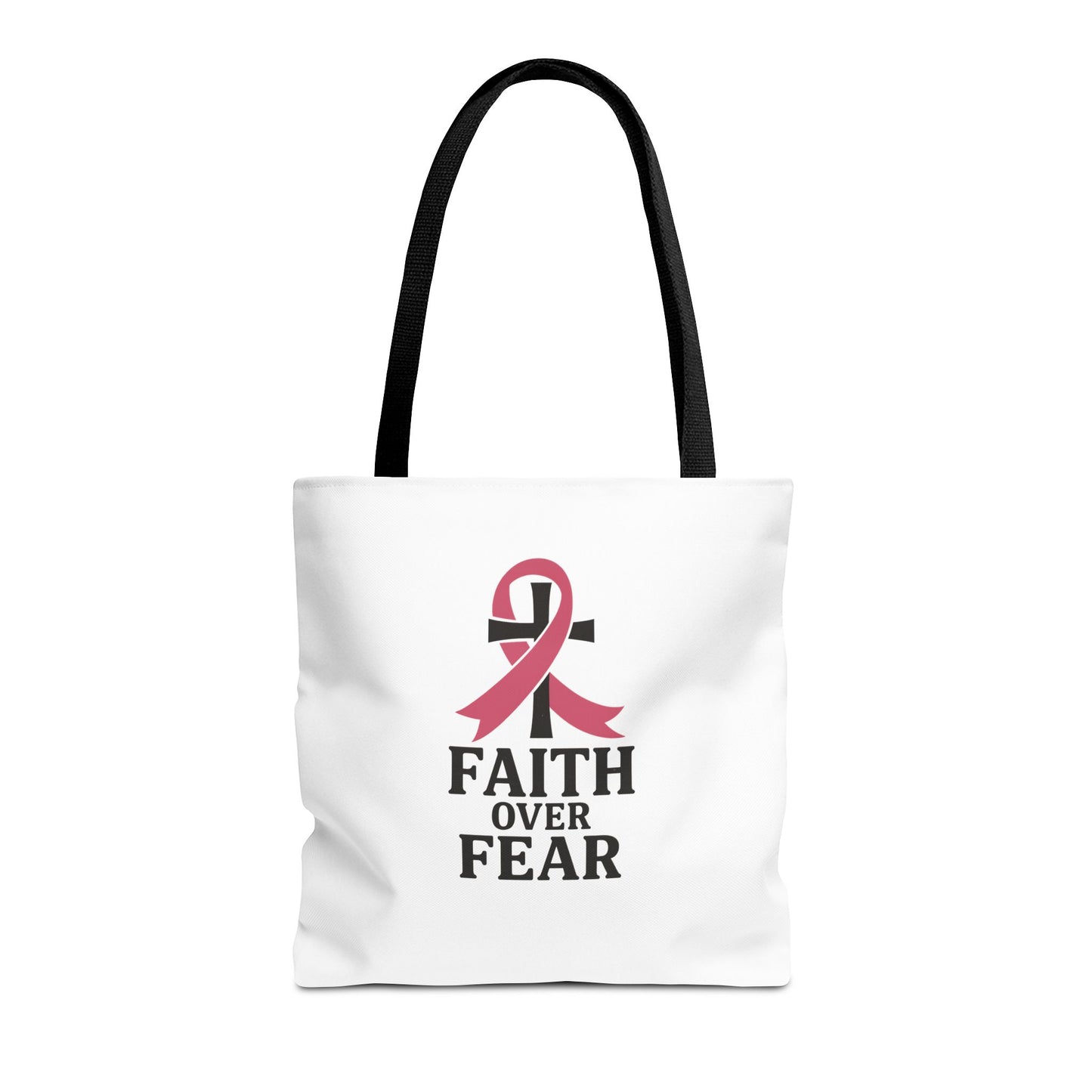 Faith Over Fear Tote Bag, Inspirational Gift for Cancer Awareness, Motivational Tote, Breast Cancer Support, Daily Use Bag