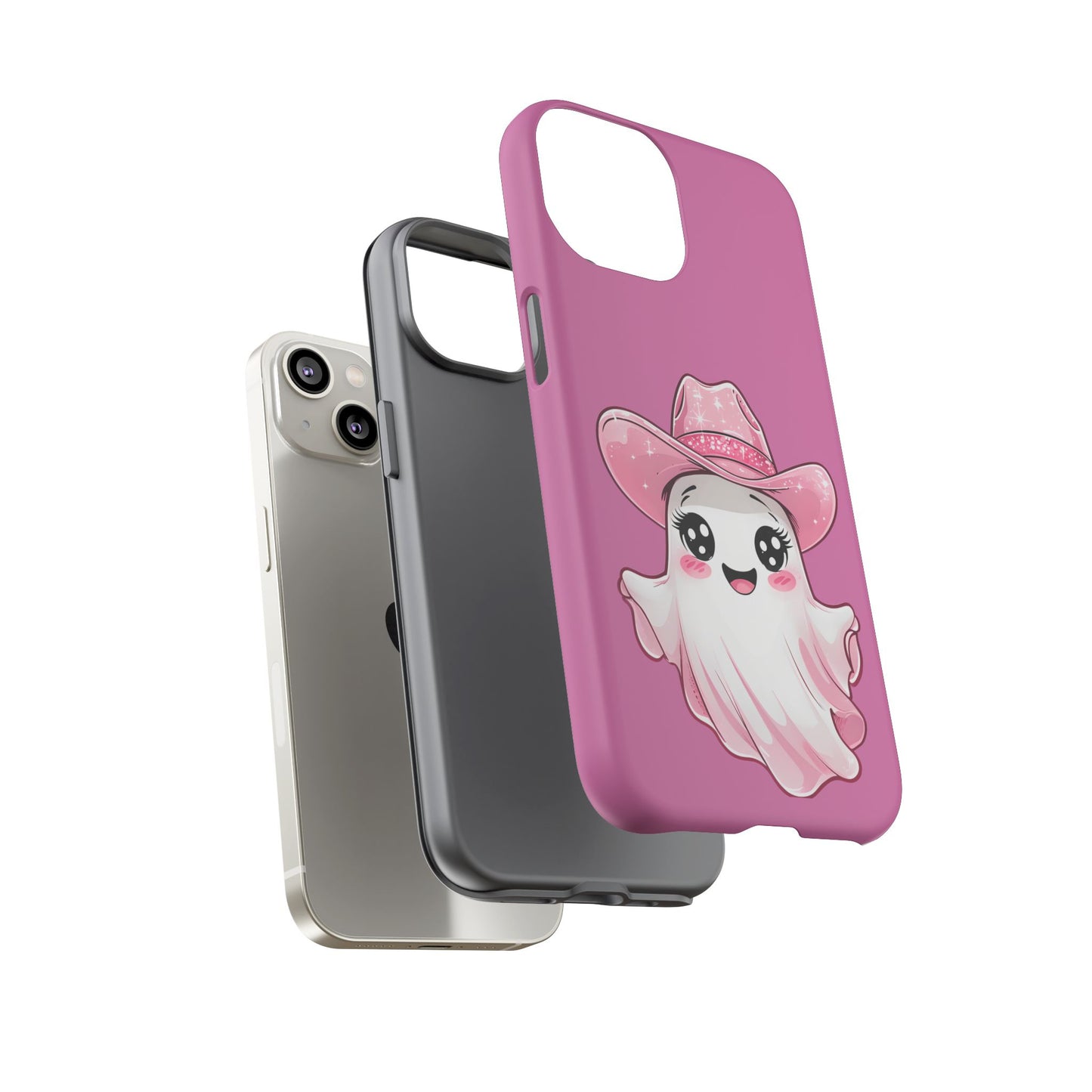 Cute Ghost Phone Case - Fun, Whimsical, Kawaii, Halloween, Gift Idea, Pink Ghost Design