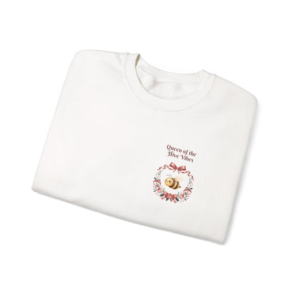 Queen of the Hive Bee Sweatshirt | Antique rose floral wreath