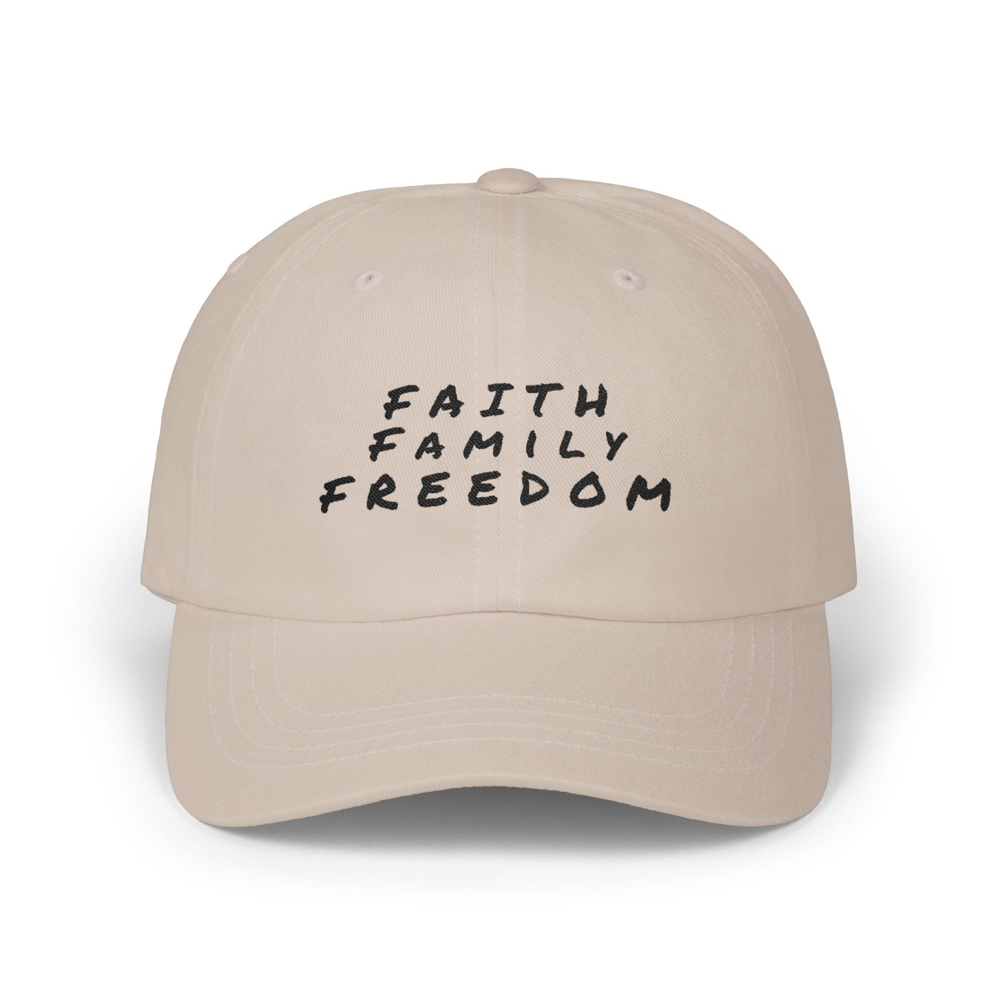 Classic Dad Cap - Faith Family Freedom Hat, Patriotic Baseball Cap, Religious Embroidered Cap, Vintage Dad Hat, American Pride Headwear