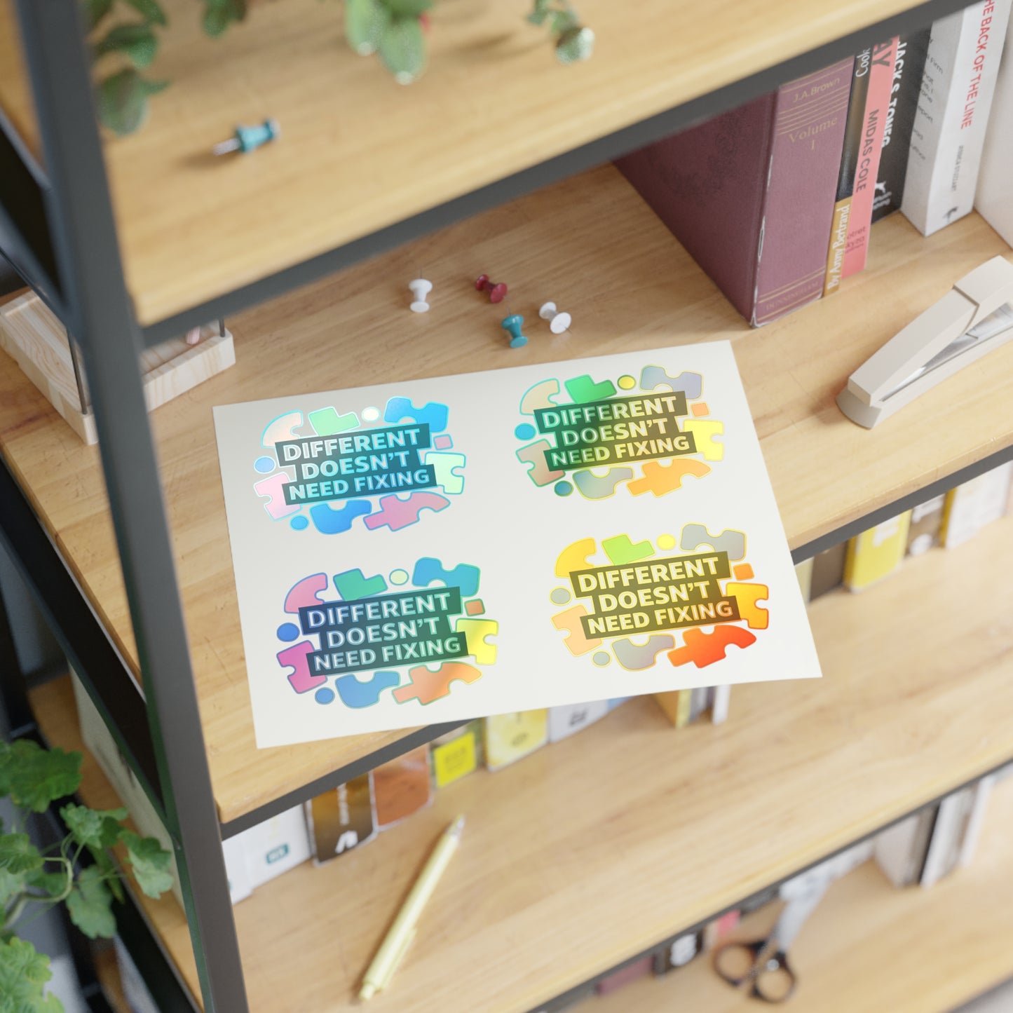 Different Doesn't Need Fixing Sticker Sheets | Autism Puzzle Piece Design