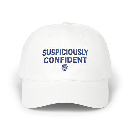 Suspiciously Confident Dad Cap | Embroidered Text, Fingerprint Accent