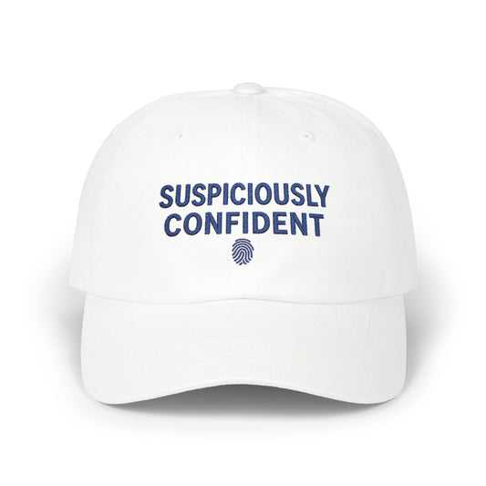 Suspiciously Confident Dad Cap | Embroidered Text, Fingerprint Accent