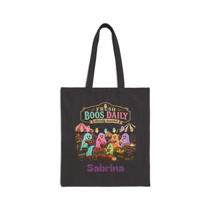 Fresh Boos Daily ghost market Tote Bag | Halloween trick-or-treat canvas tote