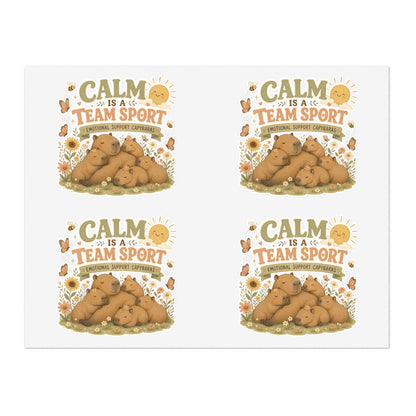 Calm Is A Team Sport Capybara Sticker Sheets | Cute Animal Calm Quote