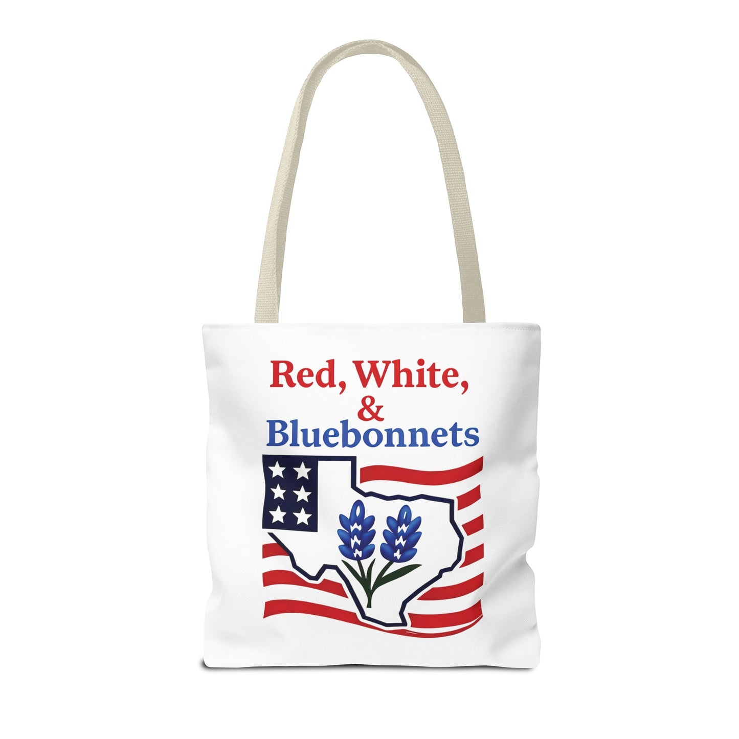 Texas Patriot Tote Bag, Red White and Bluebonnets, Independence Day Accessory, Summer Travel Bag, Gift for Texans, Stylish Grocery Tote