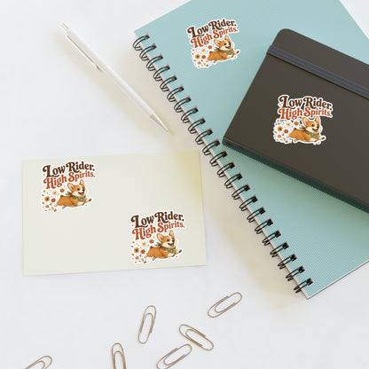 Low Rider High Spirits Corgi Sticker Sheet | Retro Floral Corgi Stickers