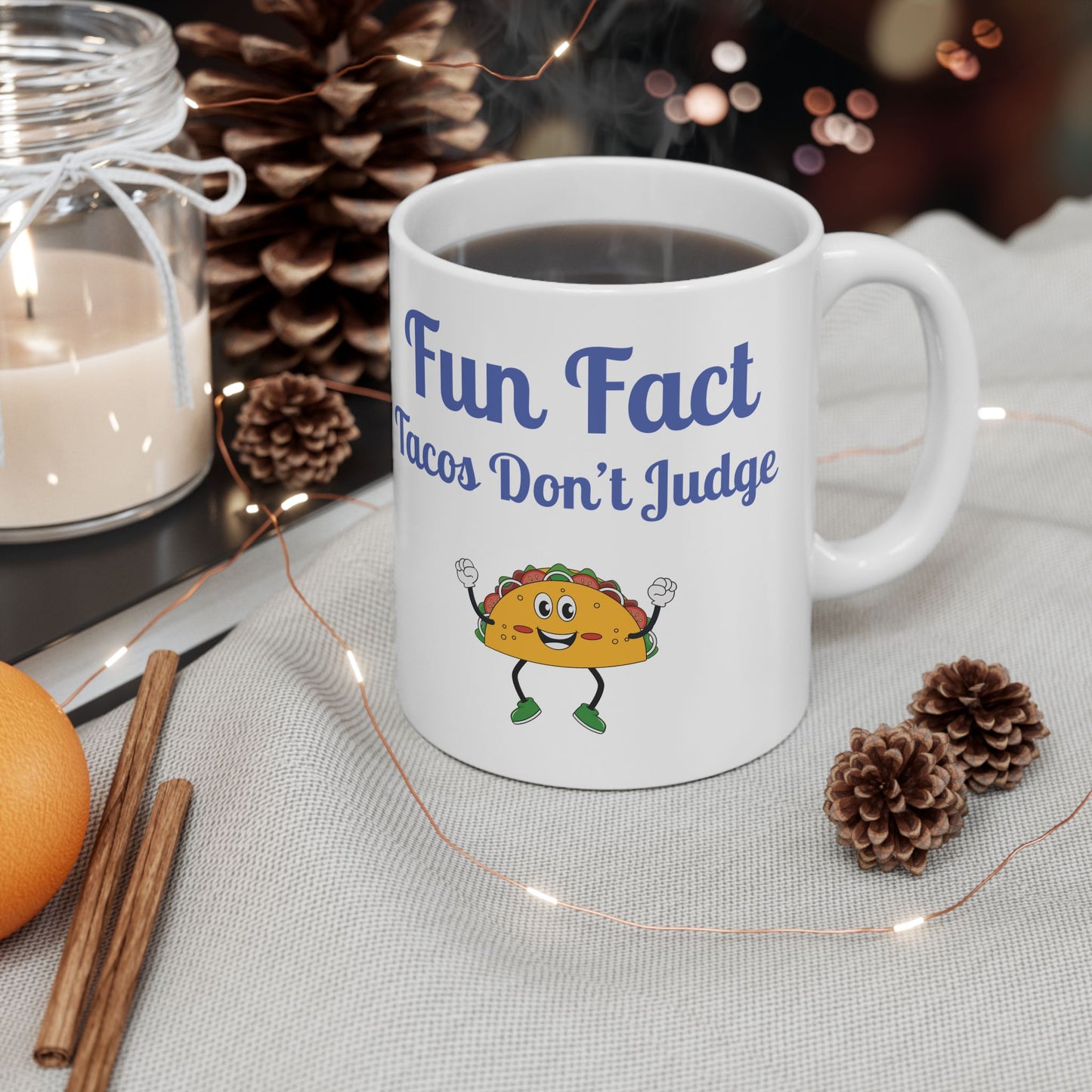 Fun Taco Fact Ceramic Mug - Perfect Gift for Taco Lovers, Foodie Gifts, Kitchen Decor, Quirky Coffee Cup, Humorous Kitchenware
